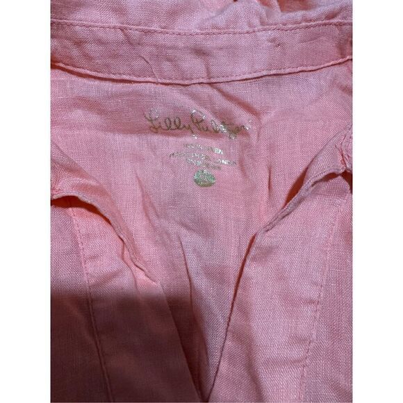 Lilly Pulitzer Gasparilla tunic 100% Linen orange 3/4 sleeve S - Picture 4 of 6